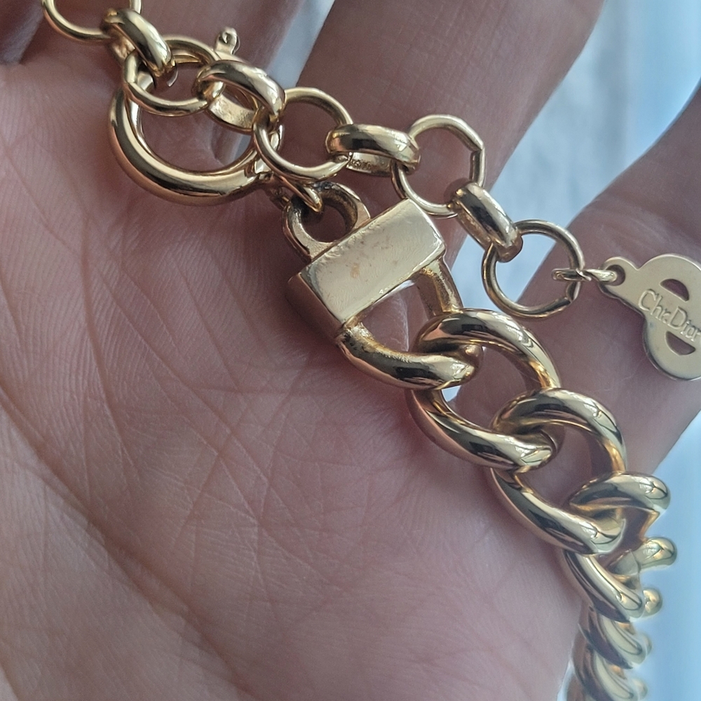 VINTAGE CHRISTIAN DIOR GOLDTONE NECKLACE WITH RHINESTONES - Picture 10 of 15